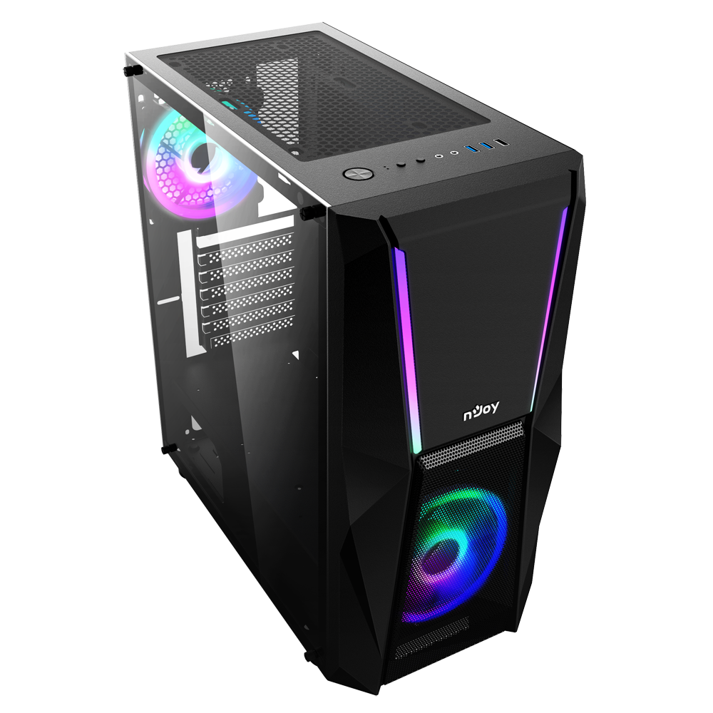Carcasa nJoy Fort, Middle Tower, ATX, fara sursa, Black - imagine 3