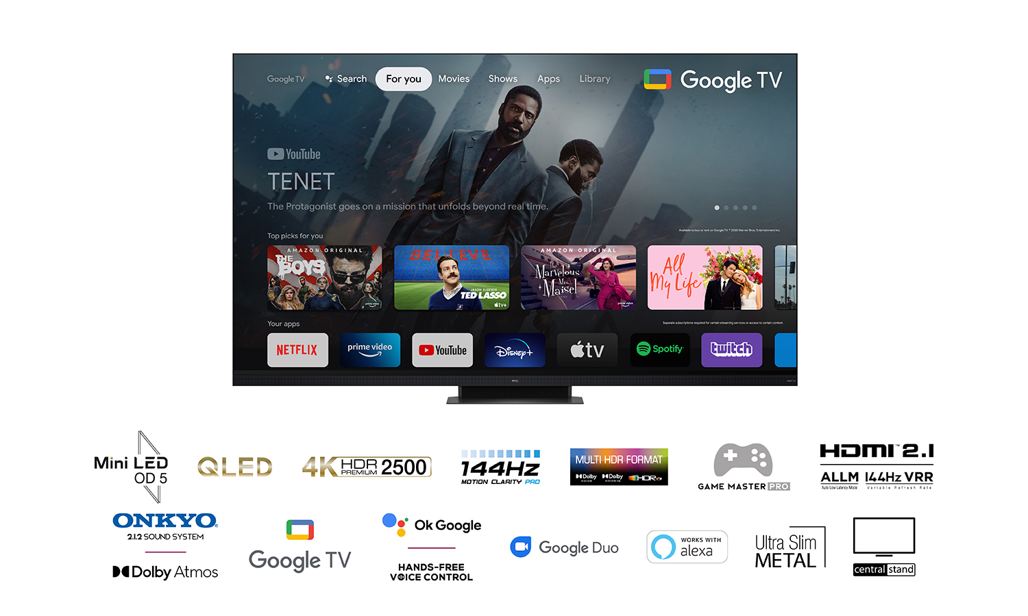 Televizor TCL QLED 75C935, 189 cm (75"), Smart Google TV, - imagine 3
