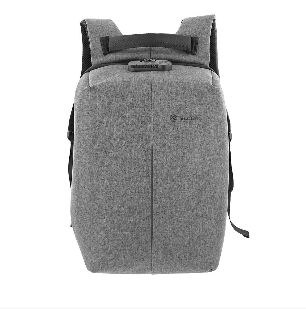 Rucsac laptop Tellur Antifurt V2, cu port USB, 15.6", gri - imagine 5