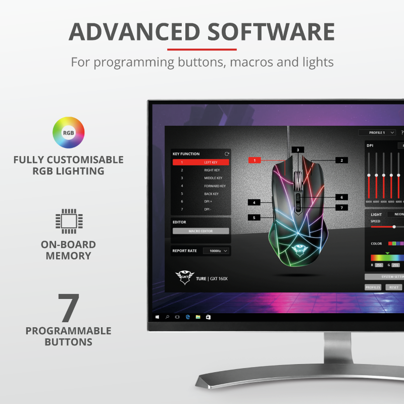 Mouse cu fir GXT 160X, Ture RGB Gaming Mouse, negru - imagine 9