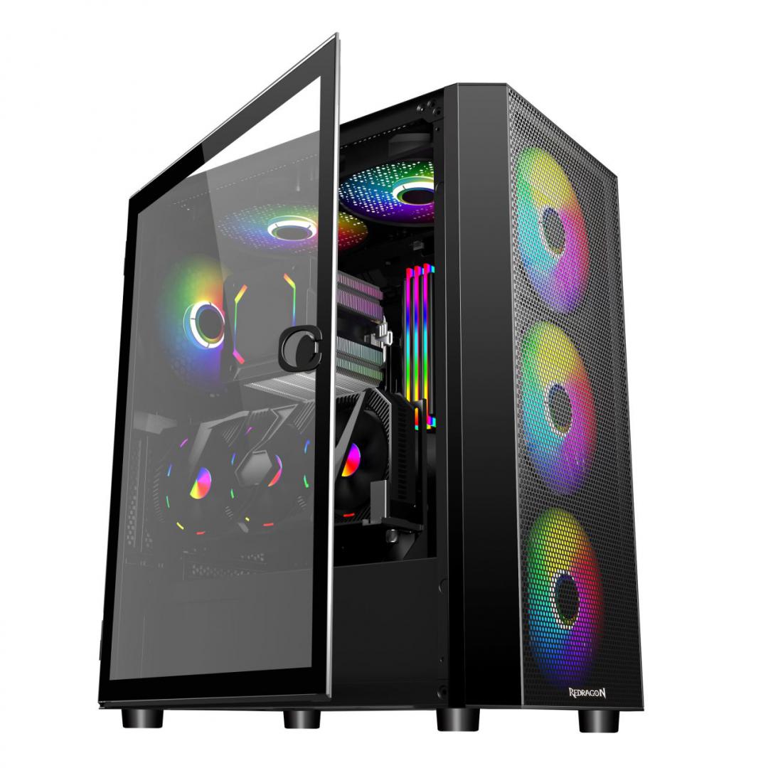 Carcasa Redragon SkyFire neagra, SECC Steel ATX Mid Tower, fara - imagine 4