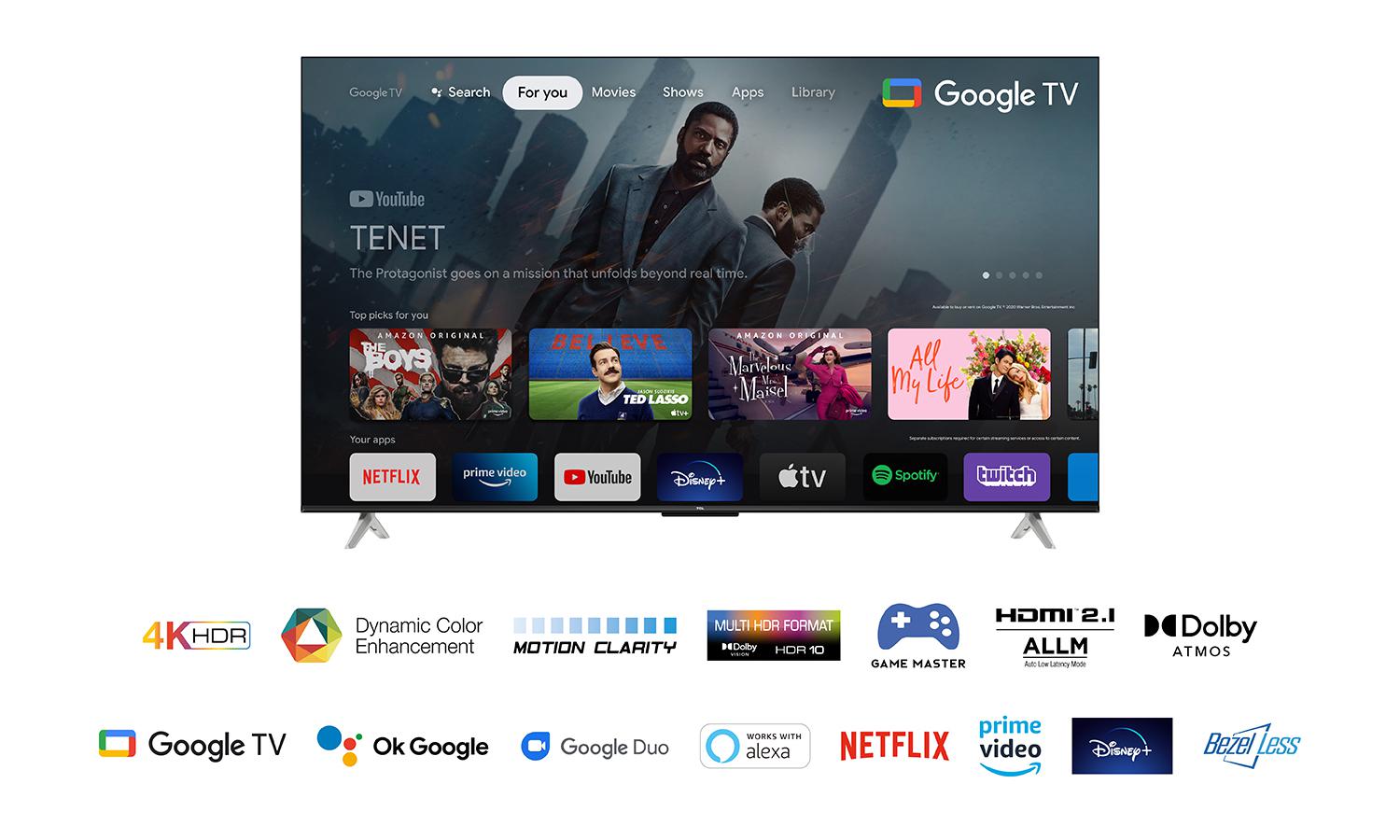 Televizor TCL LED 55P638, 139 cm (55"), Smart Google TV, - imagine 3
