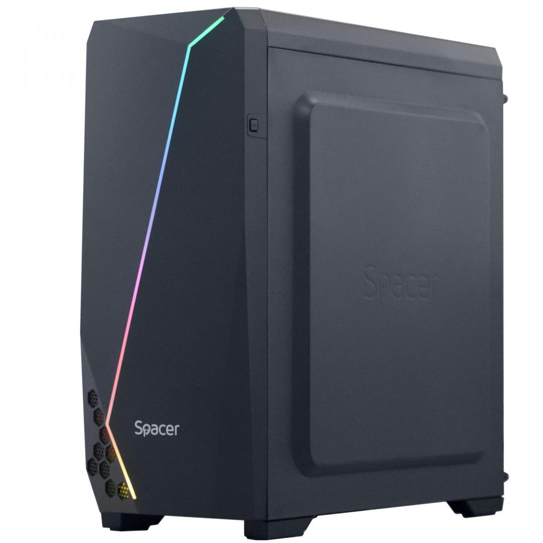 Carcasa Spacer Flash, ATX, MidTower, Gaming, fara sursa, sticla securizata, - imagine 5