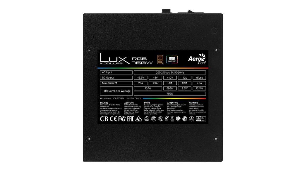 Sursa Aerocool Lux RGB 750, 80 PLUS® Bronze, 750W - imagine 4