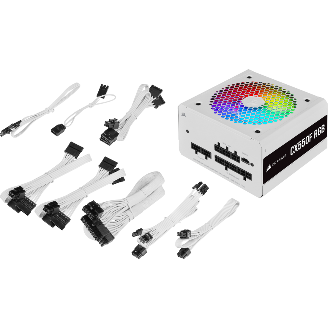 Sursa Corsair CX550F RGB White 80+ Bronze, 550W - imagine 4