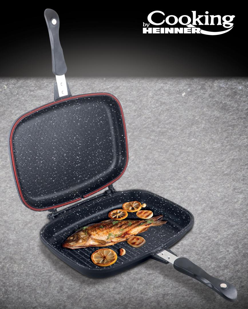 TIGAIE DUBLA DREPTUNGHIULARA TIP GRILL,ALUMINIU,32x24x7.5 CM,DARK LINE INDUCTIE, COOKING - imagine 4