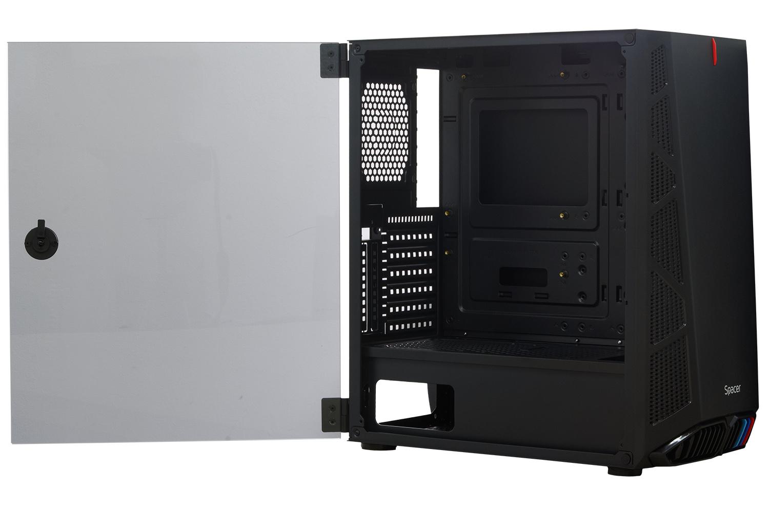 Carcasa Spacer Hunter, ATX, MidTower, Gaming, fara sursa, usa sticla - imagine 3