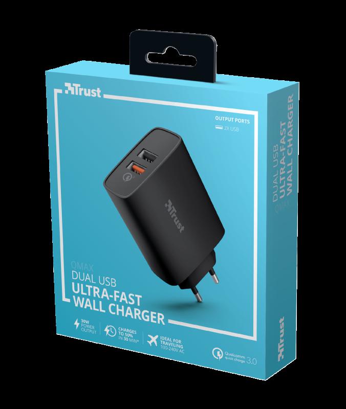 Incarcator rapid pentru perete Qmax 30W Ultra-Fast Dual USB Wall - imagine 7