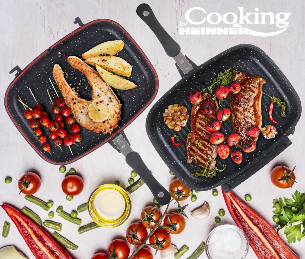 TIGAIE DUBLA DREPTUNGHIULARA TIP GRILL,ALUMINIU,32x24x7.5 CM,DARK LINE INDUCTIE, COOKING - imagine 3