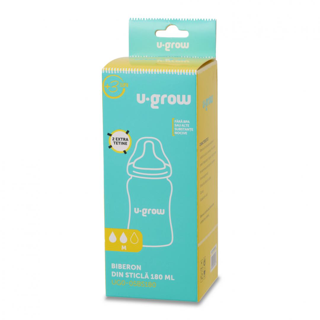 Biberon de sticla180 ml+2 tetine extra - imagine 3