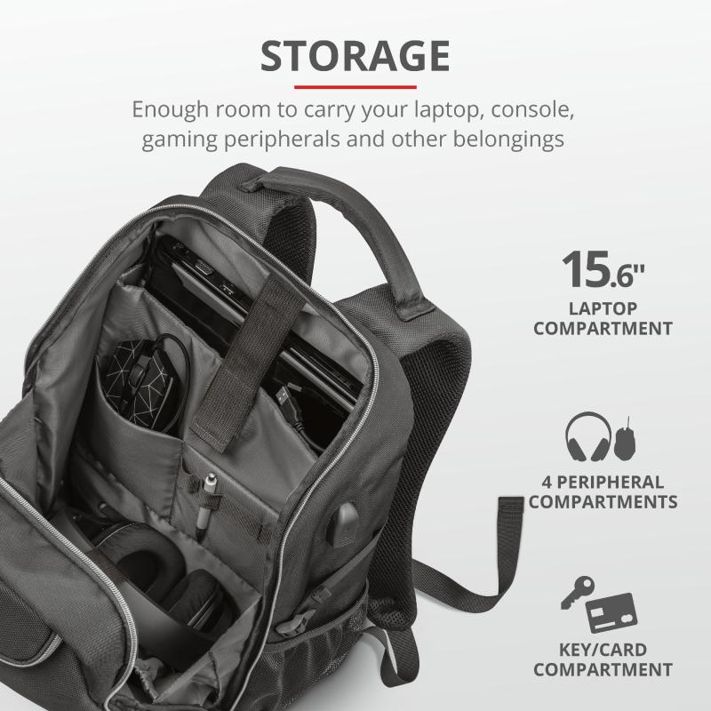 Rucsac Trust GXT 1255 Outlaw Gaming Backpack 15.6" Black - imagine 11
