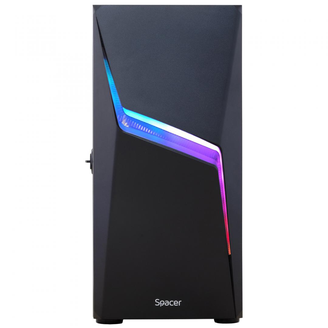 Carcasa Spacer Thunder, ATX, MidTower, Gaming, fara sursa, usa sticla - imagine 3
