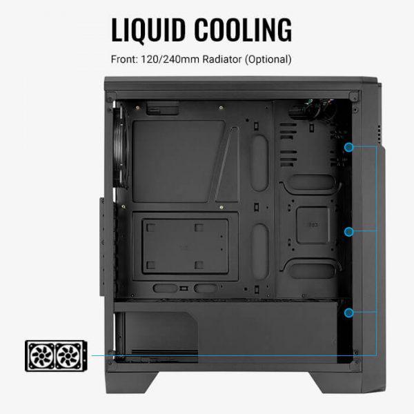 Carcasa Aerocool Ore Saturn iluminare FRGB neagra, SPCC Steel ATX - imagine 4