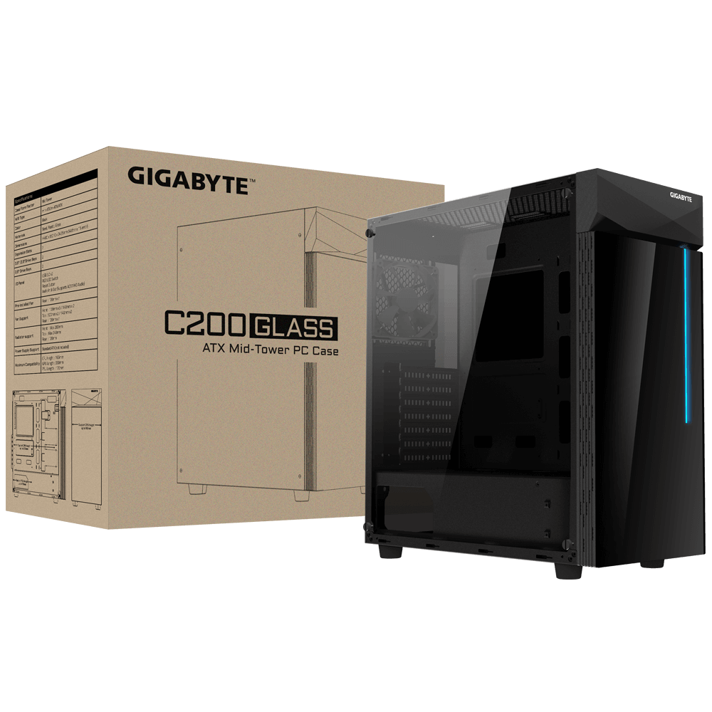 Carcasa GIGABYTE C200 GLASS, Mid-Tower, fara sursa, ATX, Black - imagine 7
