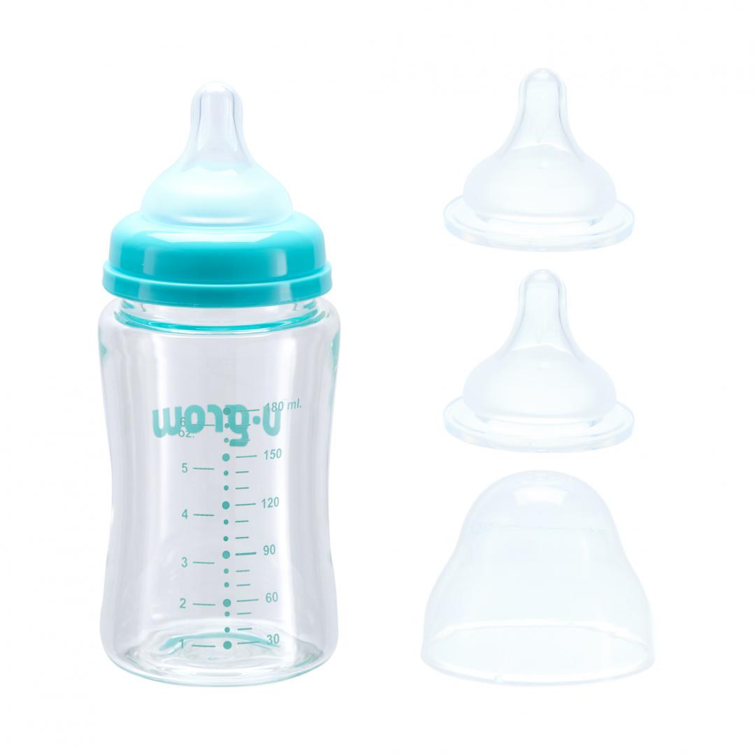 Biberon de sticla180 ml+2 tetine extra - imagine 2