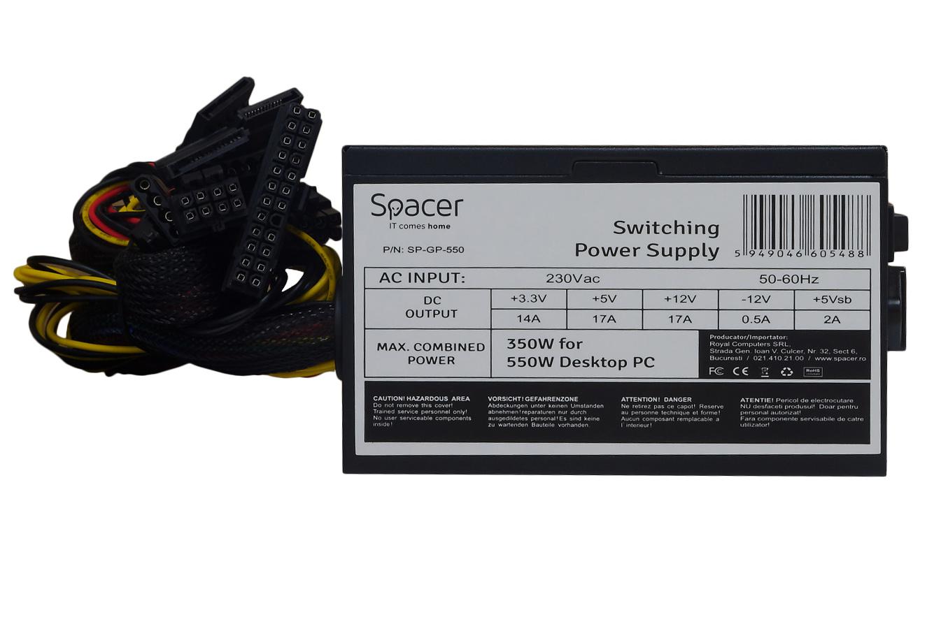 Sursa Spacer ATX 550, 350W for 550 Desktop PC, - imagine 4