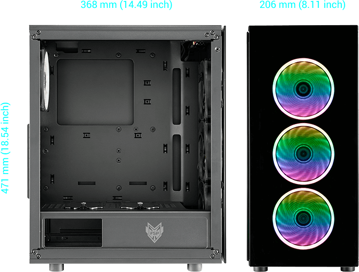 Carcasa FSP CMT340 ARGB Gaming TG ATX, black - imagine 3