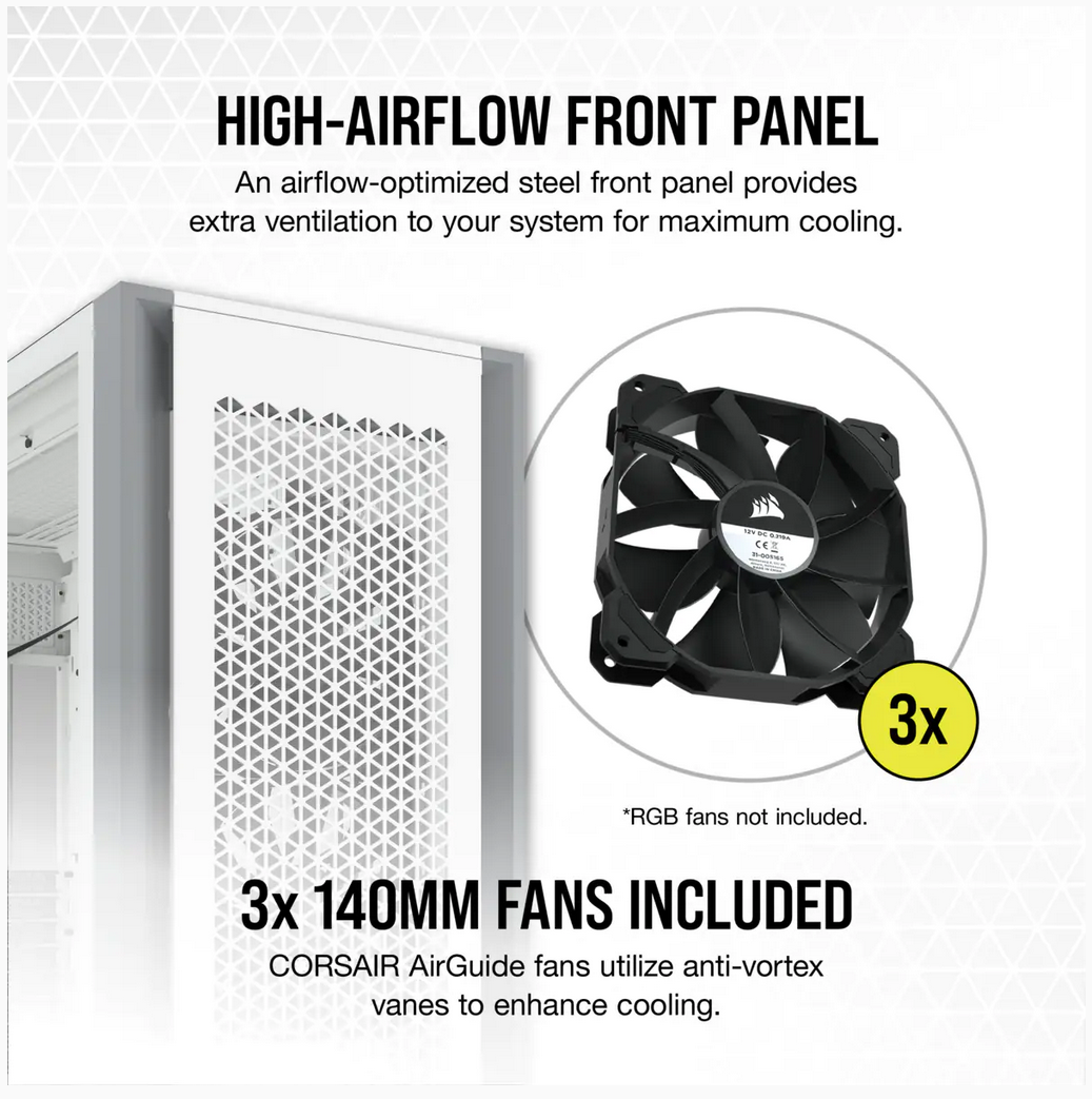 Carcasa Corsair 7000D AIRFLOW Full-Tower ATX PC Case — White - imagine 3