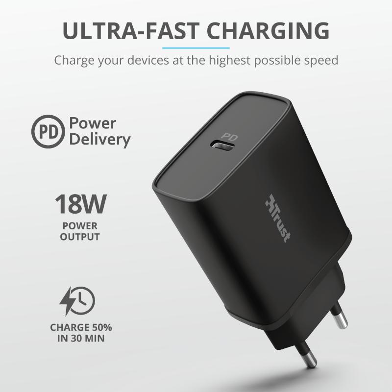 Incarcator rapid pentru perete Qmax 18W Ultra-Fast USB-C Wall Charger - imagine 6