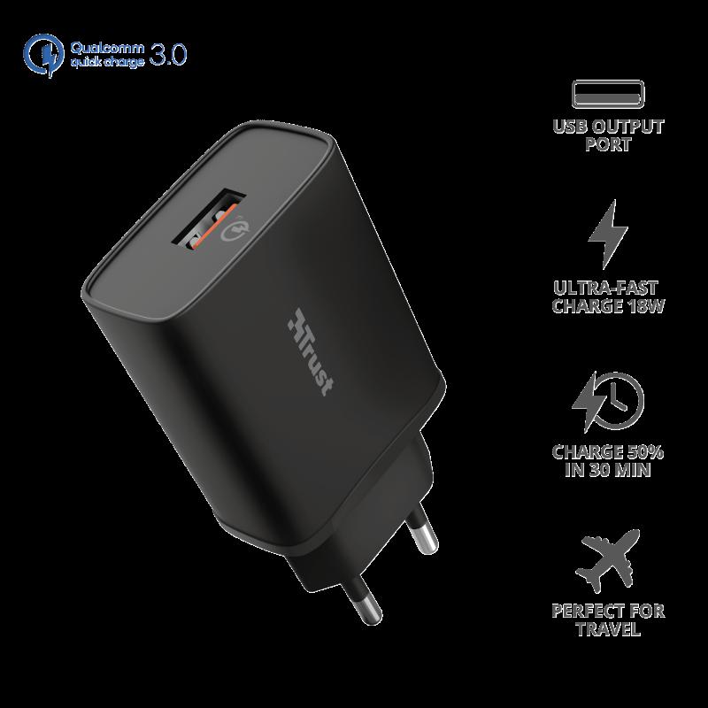 Incarcator rapid pentru perete Qmax 18W Ultra-Fast USB-A Wall Charger - imagine 3