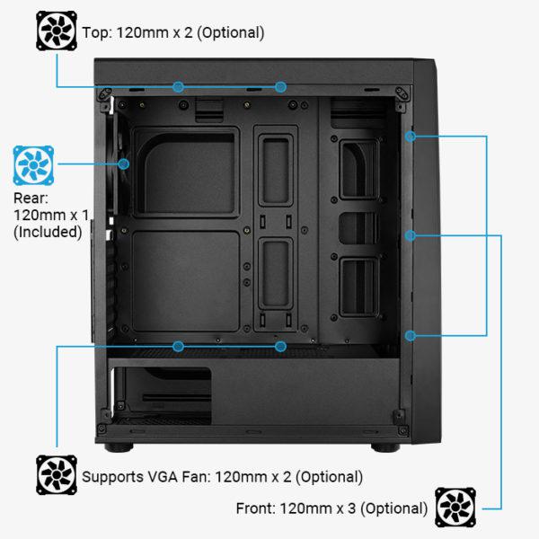 Carcasa Aerocool Bolt neagra, SPCC Steel ATX Mid Tower, fara - imagine 3