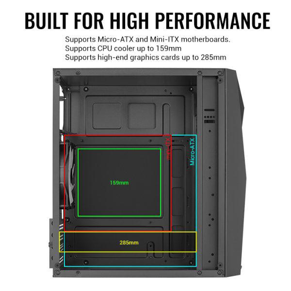 Carcasa Aerocool Raider Mini RGB neagra, SPCC Steel ATX Mini - imagine 5