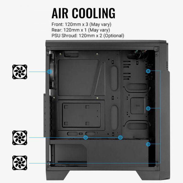 Carcasa Aerocool Ore Saturn iluminare FRGB neagra, SPCC Steel ATX - imagine 3