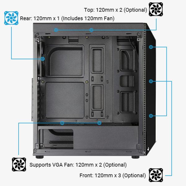 Carcasa Aerocool Shard neagra, SPCC Steel ATX Mid Tower, fara - imagine 4