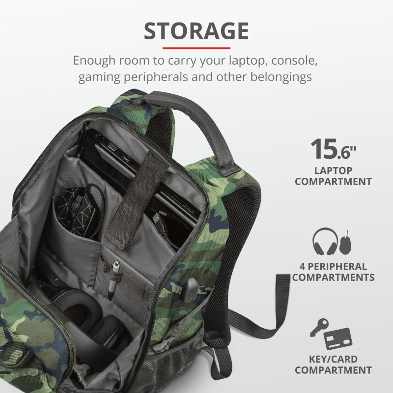 Rucsac Trust GXT 1255 Outlaw Gaming Backpack 15.6" Camo - imagine 6