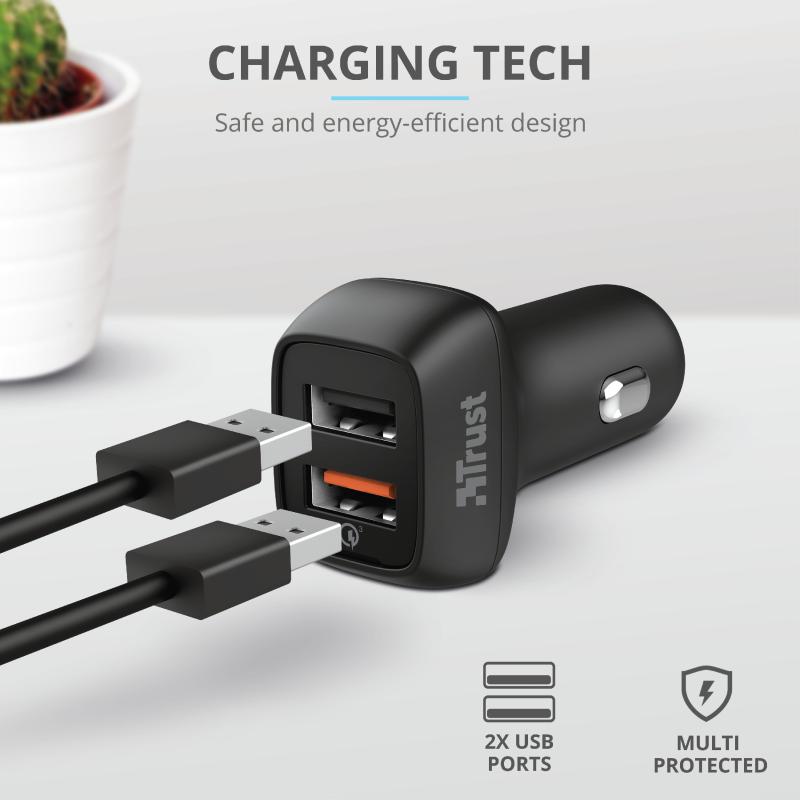 Incarcator rapid pentru masina Trust Qmax 30W Ultra-Fast Dual USB - imagine 9