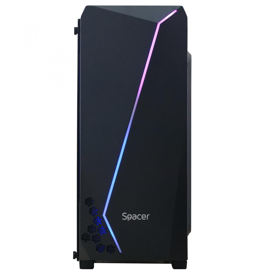 Carcasa Spacer Flash, ATX, MidTower, Gaming, fara sursa, sticla securizata, - imagine 3